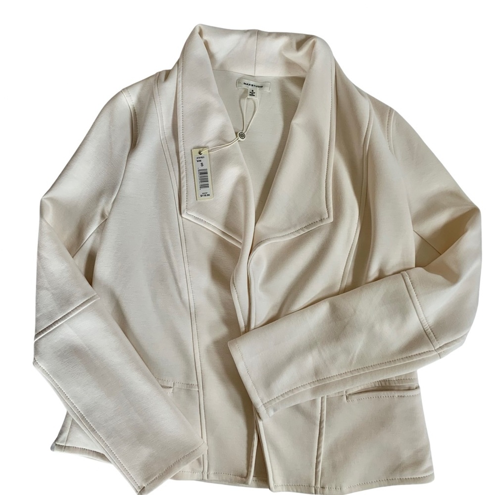 Max Studio Women's Ivory Cozy Knit Blazer Spring Summer Travel Sz Small NWT! - Picture 2 of 3